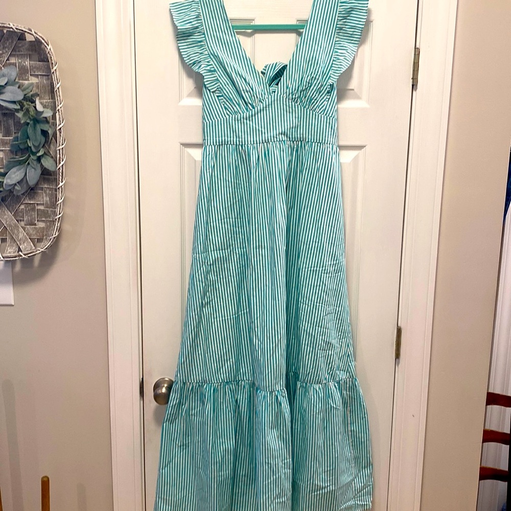 Skies are Blue cotton poplin back tie dress